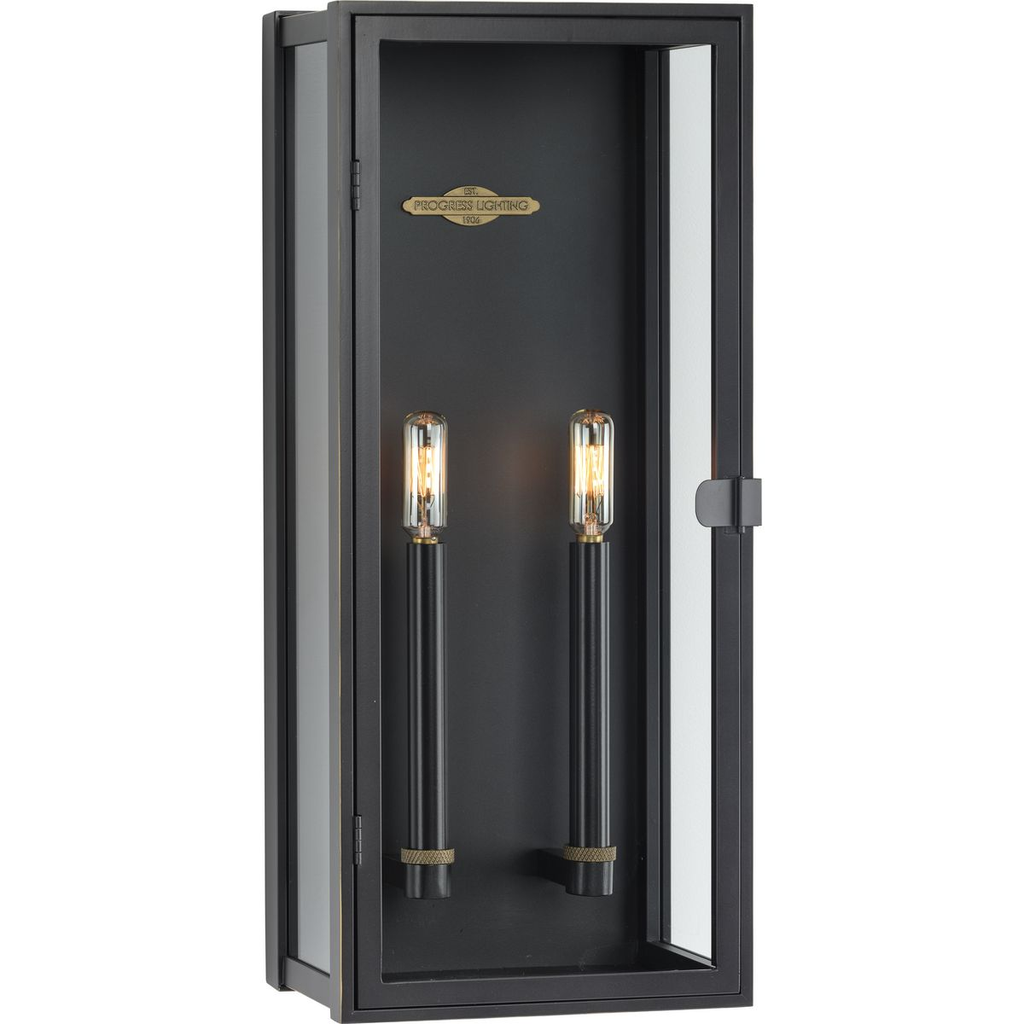 Product image for Progress P560269-108 Stature Collection Two-Light Oil Rubbed Bronze and Clear Glass Transitional Style Large Outdoor Wall Lantern