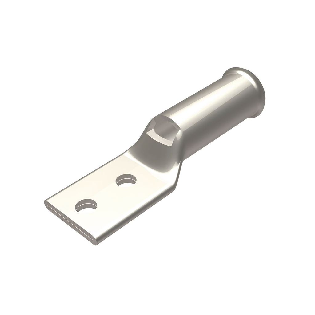 Product image for Burndy YAZ342NTCFXB Cu compression long barrel flex conductor, 2 holes/W/ insp window, 3733 kcmil(925/24), 350 kcmil nom, 1/2" stud, Blue, 19 index