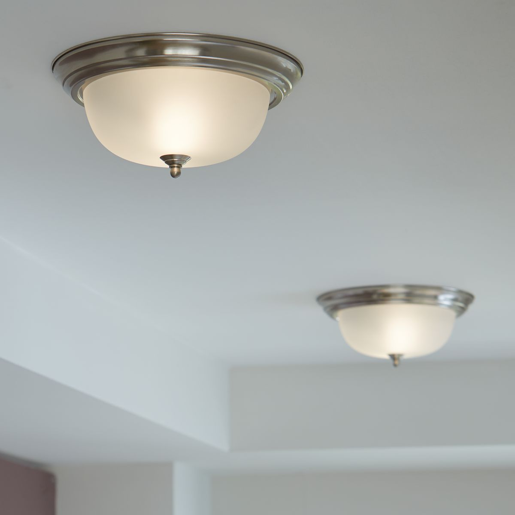 Two-Light Brushed Nickel flush mount ceiling light