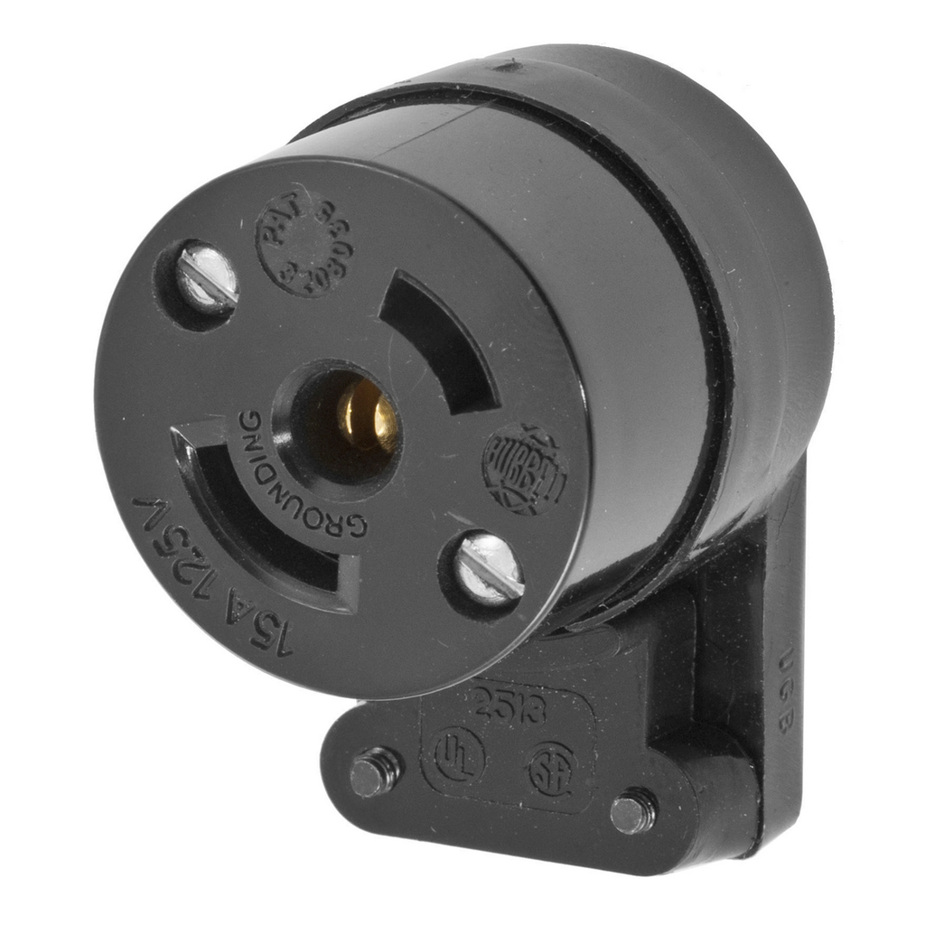 Product image for Hubbell HBL7571 Midget 15 Amp 125 Volt ML-2R Angled Locking Device Connector