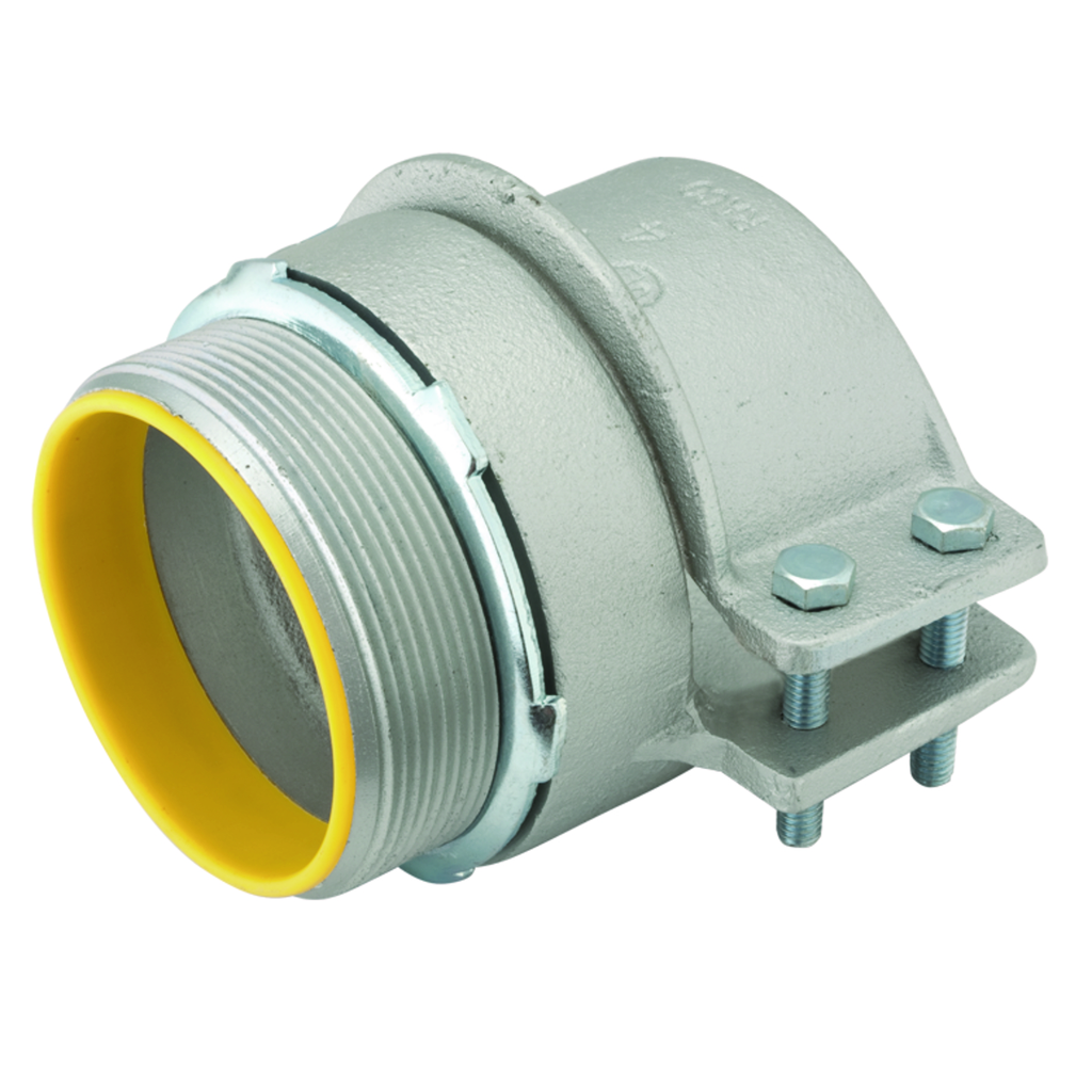 Product image for Raco 3316 4" Flex Straight Squeeze Connector, Insulated, Malleable Iron