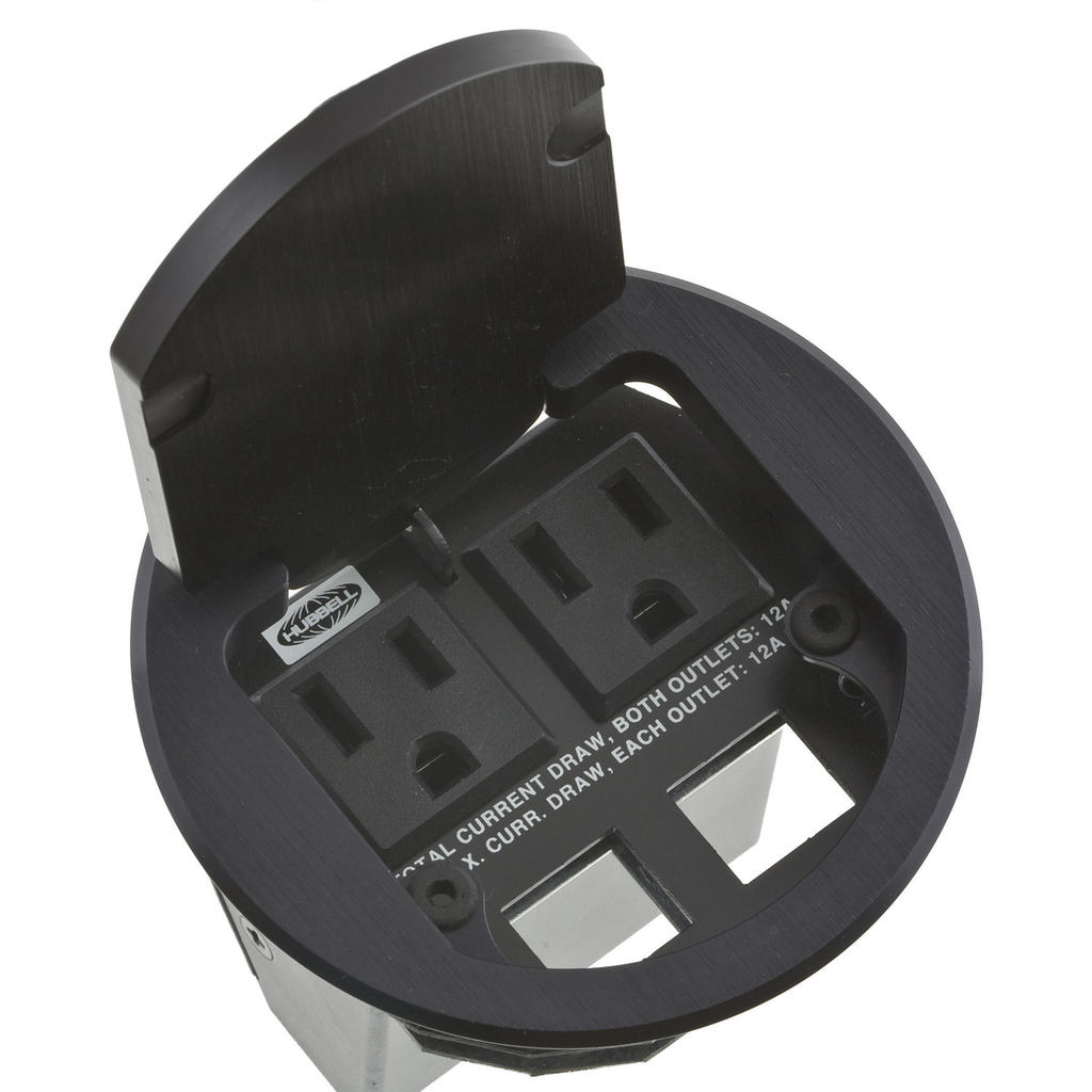 Product image for Hubbell TTBDS2BK TABLETOP BOX, DUAL SVC, 2 OUTLET, BK