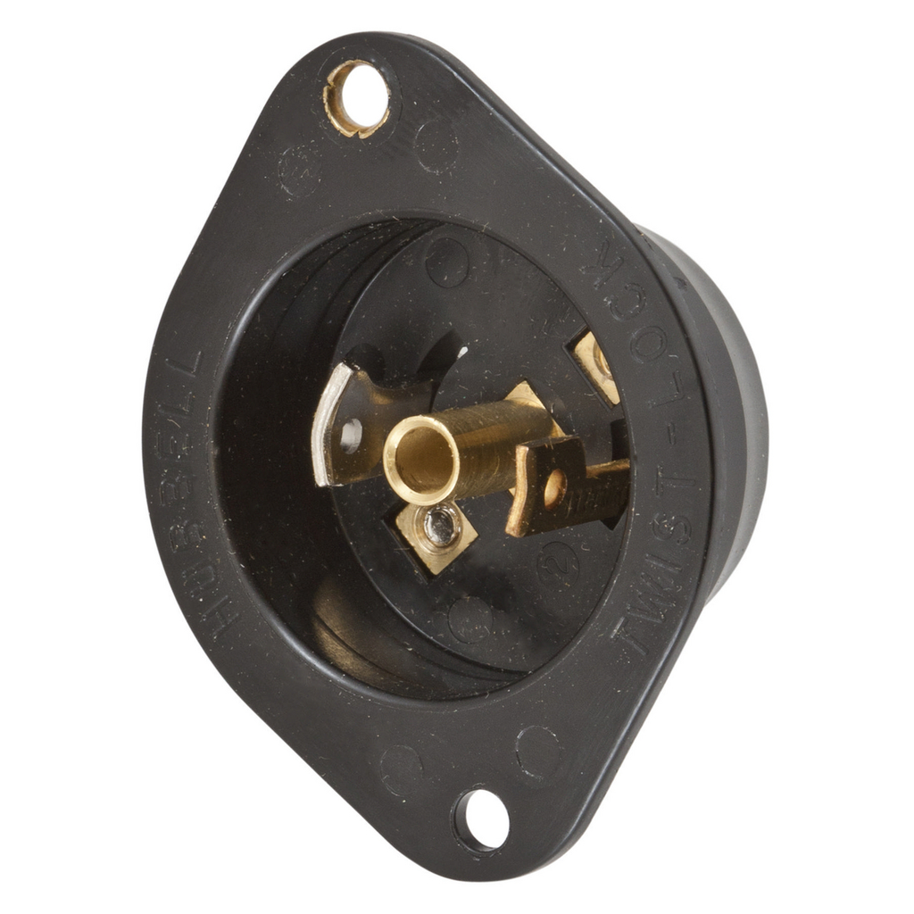 Product image for Hubbell HBL7595N 15 Amp 125 Volt 2-Pole 3-Wire NEMA ML-2P Black Nylon Flanged Inlet