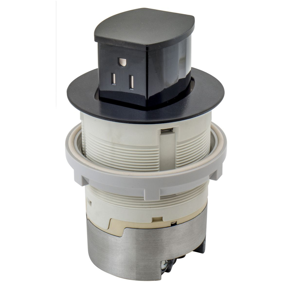 Product image for Hubbell RCT201BK15A KIT KTCN CNTR Receptacle FLUSH BLACK