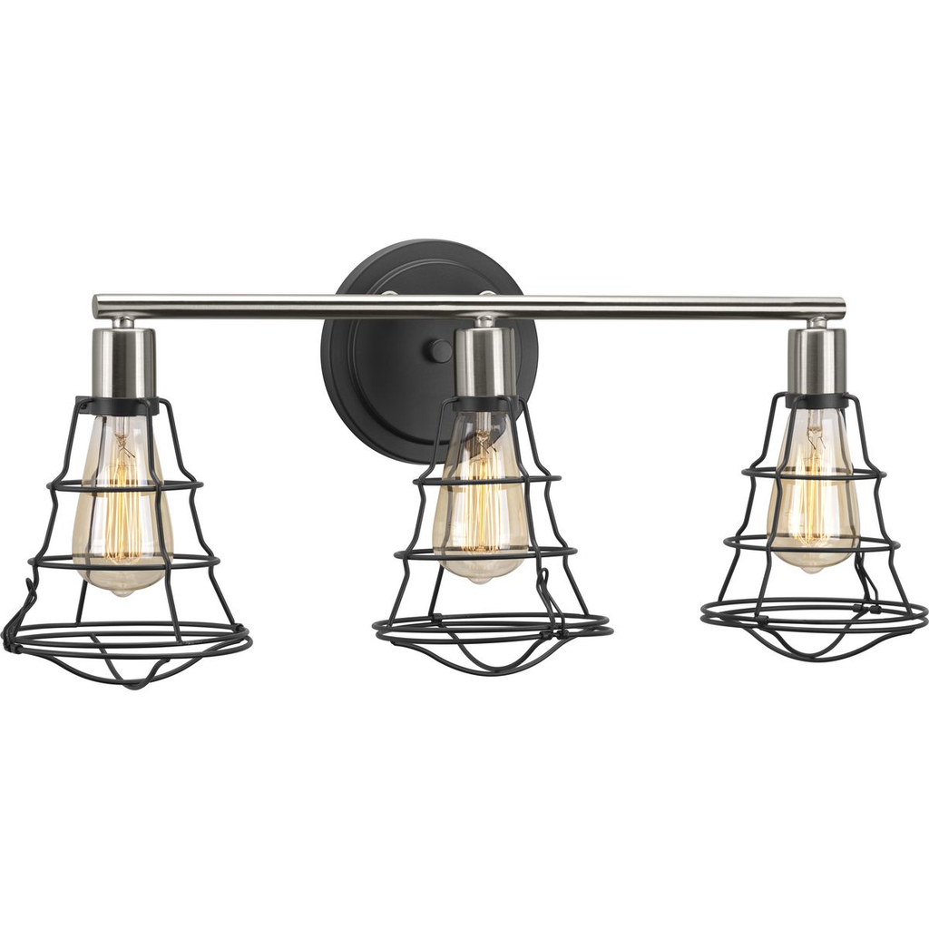 Product image for Progress P300030-143 Gauge Collection Three-Light Graphite Farmhouse Bath Vanity Light