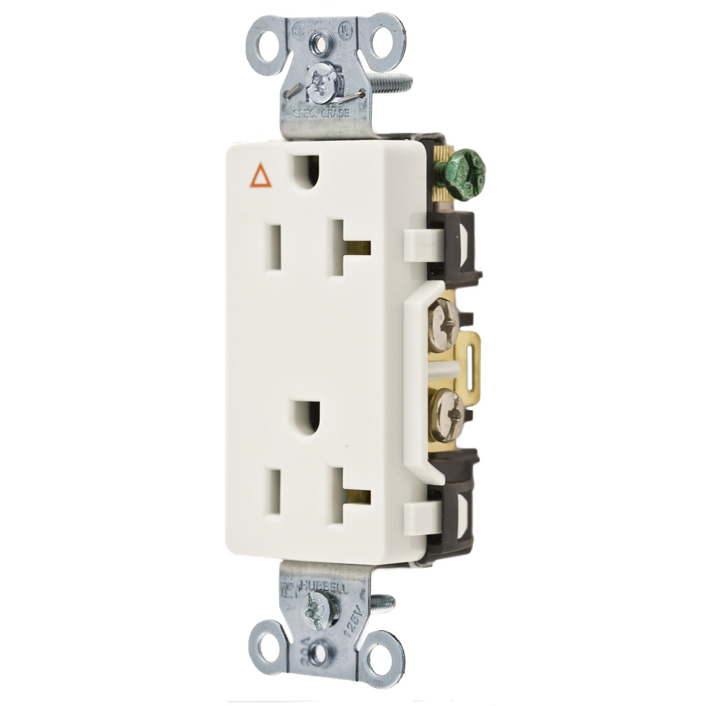 Mayer-DDS-Straight Blade Devices, Receptacles, Decorator Duplex, Commercial Grade, Corrosion Resistant, Smooth Face, 20A 125V, 2- Pole 3-Wire Grounding, 5-20R, Back and Side Wired, White.-1