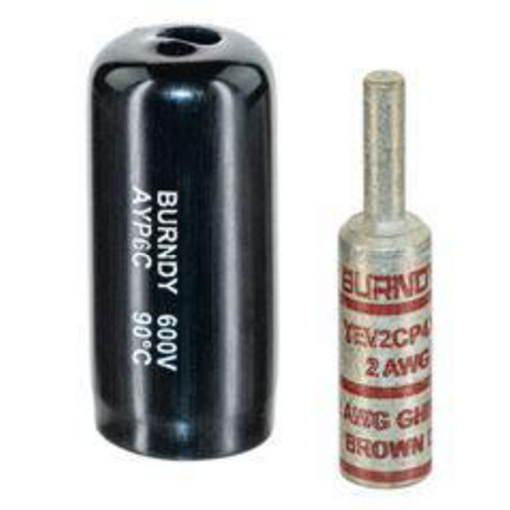 Product image for Burndy YEV2CP4X75FX Type YE-P copper compression adapters are designed for reliable termination of copper conductor when the current capacity of the conductor is downsized, but larger conductor is utilized Typical applications are for voltage drop protection when oversized conductors are used or flex conductor is used Accommodates Copper Wire Sizes- #2 AWG Classes B,C,G,H,I,K,M, DLO
