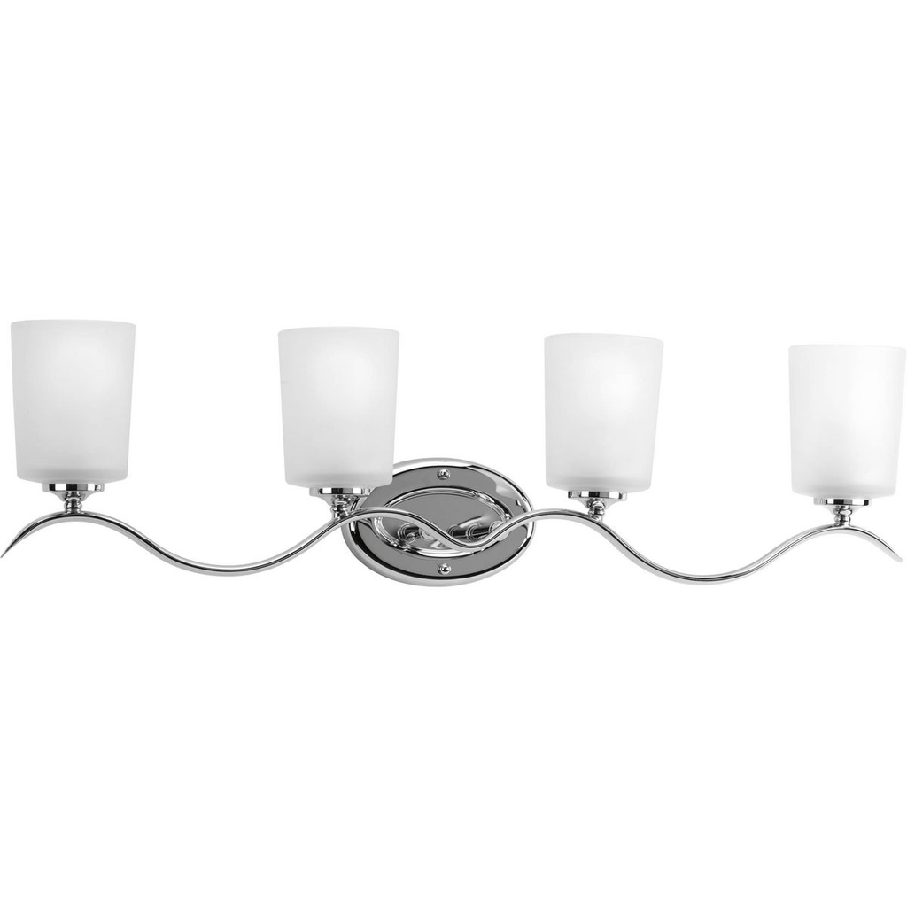 Product image for Progress P2021-15 Inspire Collection Four-Light Polished Chrome Etched Glass Traditional Bath Vanity Light