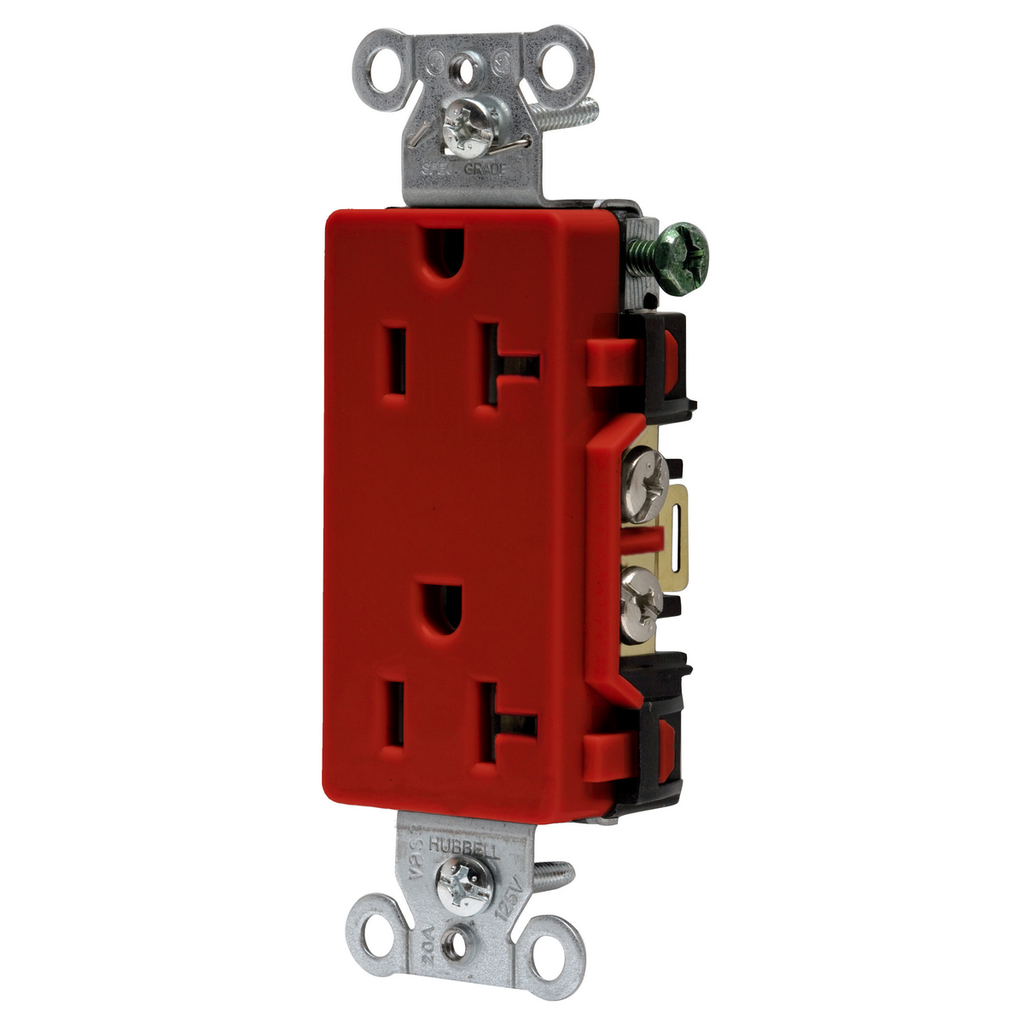 Product image for Hubbell DR20RDECO Receptacle, COMM GRD, 20A 125V, 5-20R, R