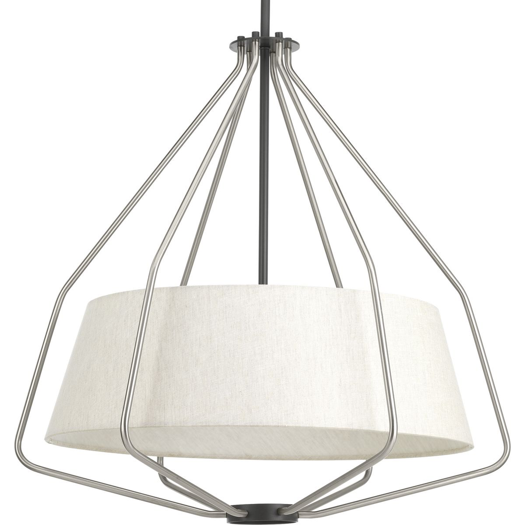 Product image for Progress P500117-009 Hangar Collection Three-Light Brushed Nickel Mid-Century Pendant Light