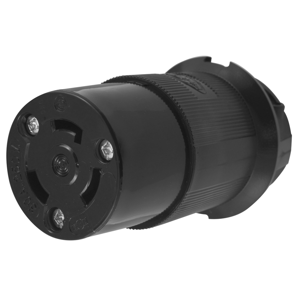 Product image for Hubbell HBL2623BK Locking Connector, 30A 250V, L6-30R, BK
