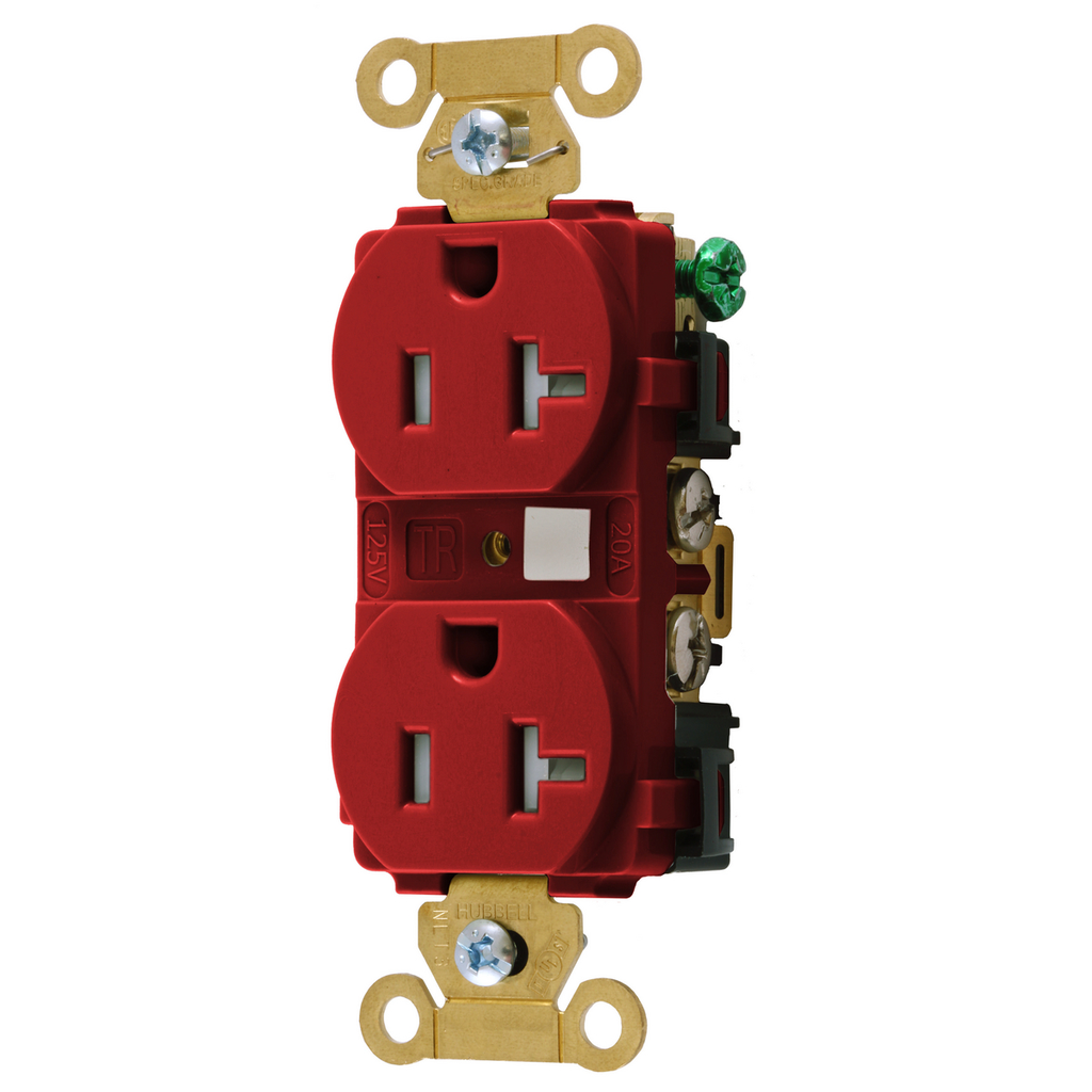 Product image for Hubbell HBL5362RTRDUP Receptacle, IND, TR, 20A/125V, 5-20R, RED