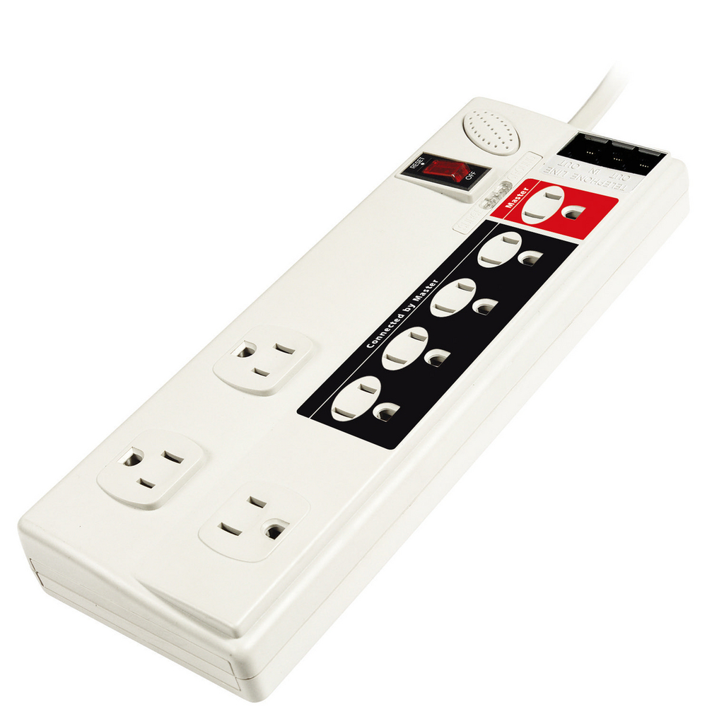Product image for Hubbell Wiring Devices HBL8ESPS1050M 6 Foot 8 Outlet Office White Non-Metallic Surge Strip