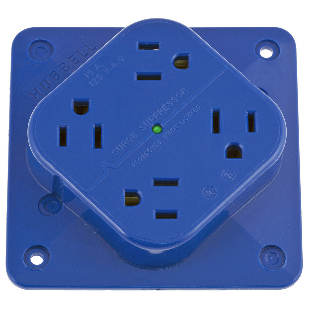 Product image for Hubbell HBL415S4-PLEX SPD Receptacle, 15A 125V, 5-15R, BL