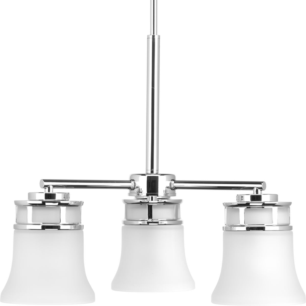 Product image for Progress P4612-15 Cascadia Collection Three-Light Polished Chrome Etched Glass Coastal Chandelier Light