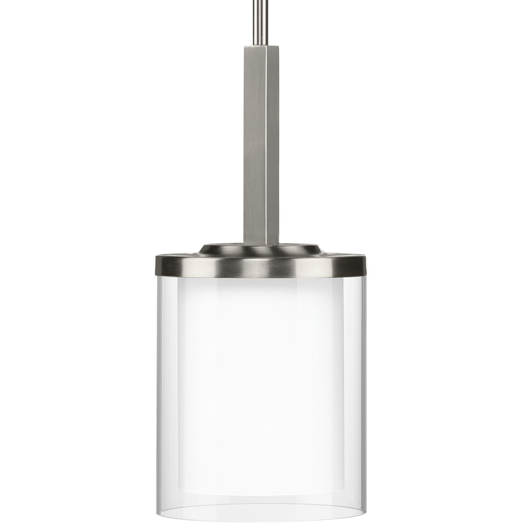 Product image for Progress P500192-009 Mast Collection One-Light Brushed Nickel Clear Glass Coastal Mini-Pendant Light