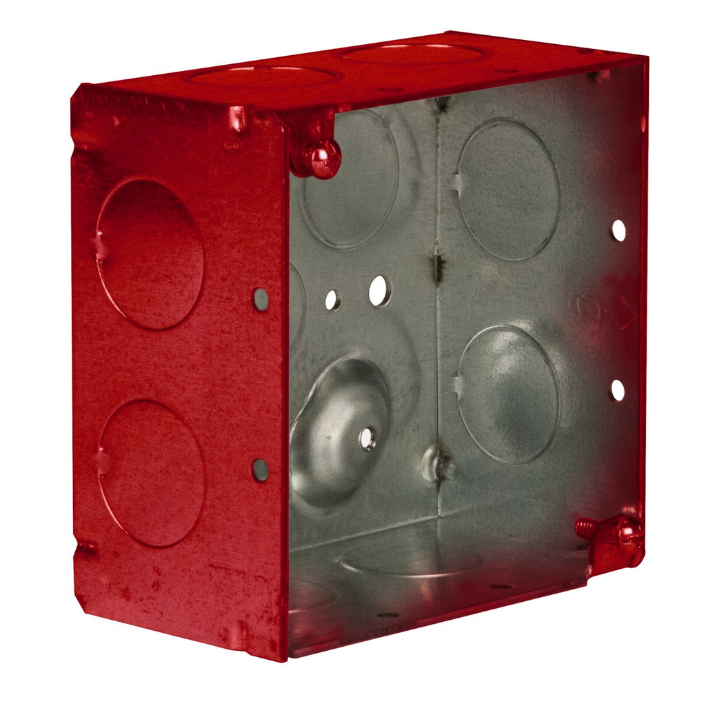 Product image for RACO 911-13 4 SQ 2-1/8 BOX 3/4 KO RED PAINTED FINISH