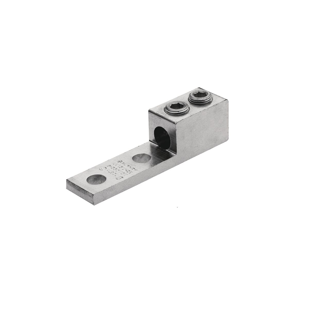 Product image for Burndy KKA36U2N Al Universal Terminal, 2 Holes, #2 AWG (STR)-600 KCMIL, 1/2" Stud, 175" Spacing, 550" L, Tin Plated