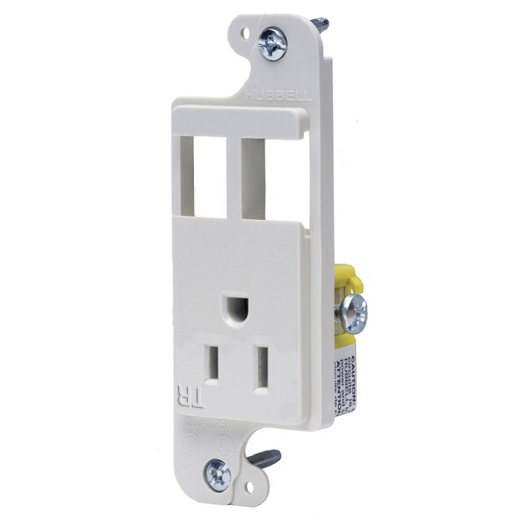 Product image for Hubbell RJ65WTR JLOAD® Multimedia Floor Box Outlet w/ (2) Open Ports, (1) 15A 125V Receptacle - White