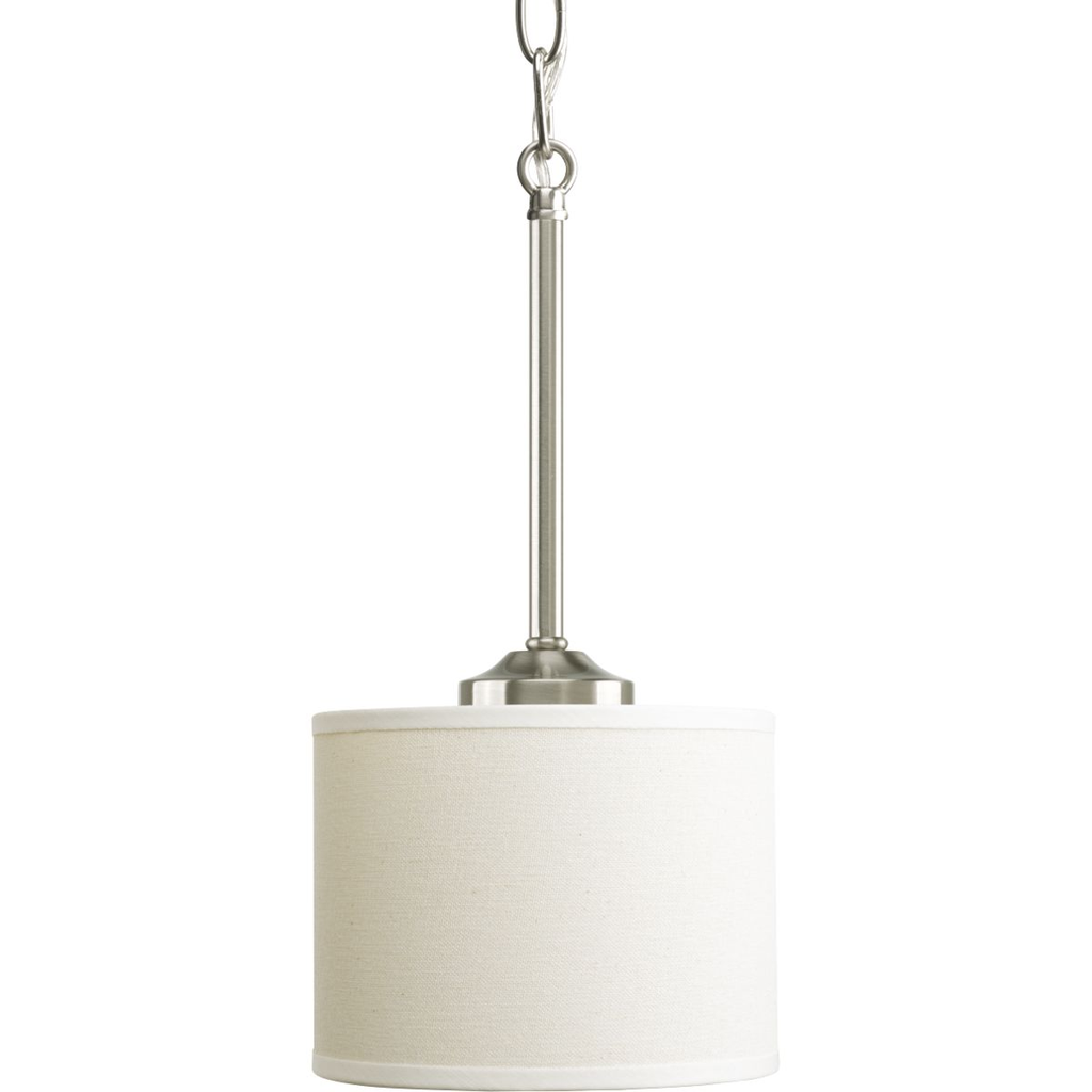 Product image for Progress P5065-09 Inspire Collection One-Light Brushed Nickel Off-white Shade Traditional Mini-Pendant Light