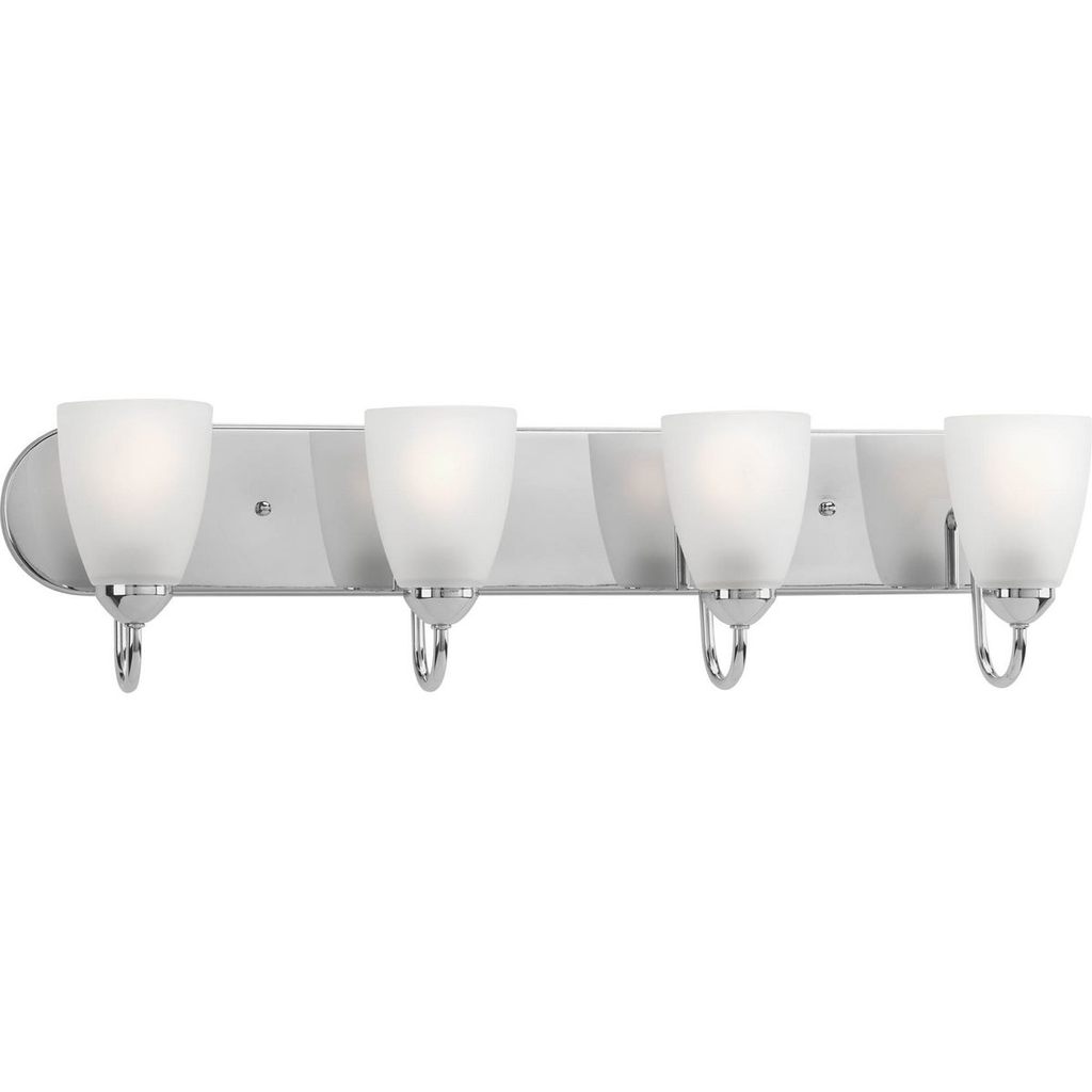 Product image for Progress P2709-15 Gather Collection Four-Light Polished Chrome Etched Glass Traditional Bath Vanity Light
