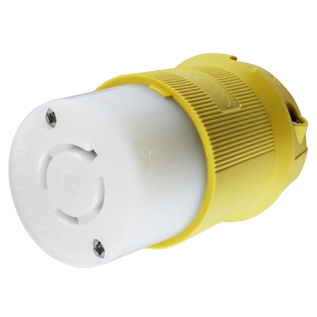 Product image for Hubbell HBL24CM13 Locking Connector CM, 20A 125/250V, L14-20R, YL