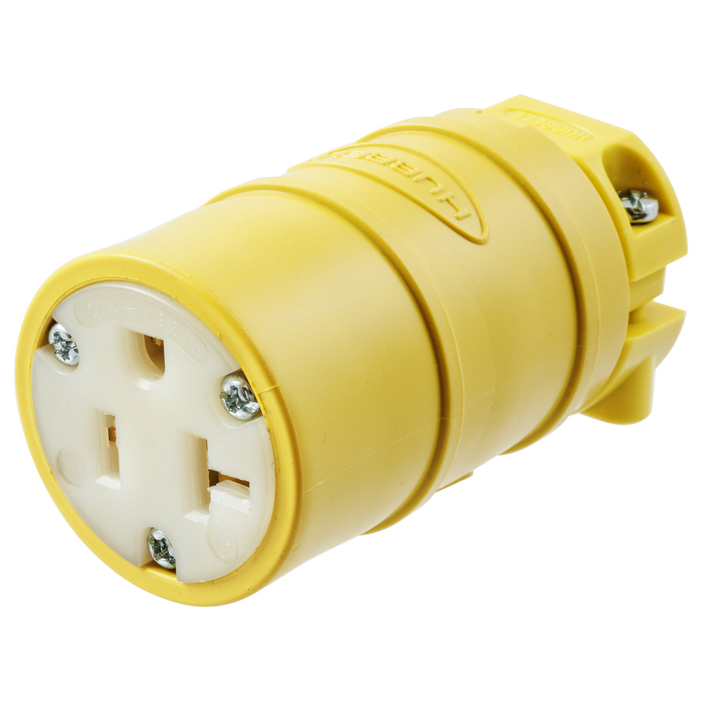 Product image for Hubbell HBL1533 20 Amp 125 Volt 2-Pole 3-Wire NEMA 5-20R Yellow Straight Blade Connector