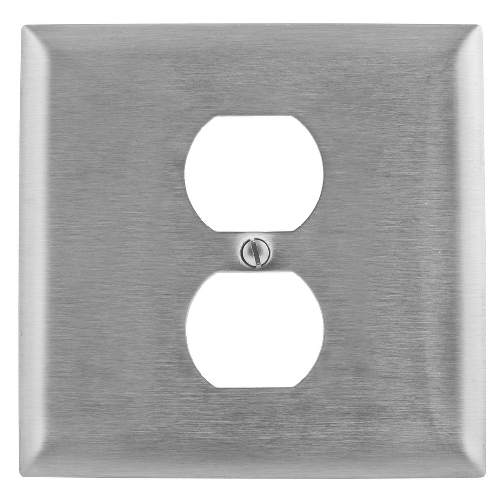 Product image for Hubbell SS748 WALLPLATE, 2-G, 1) DUP, SS