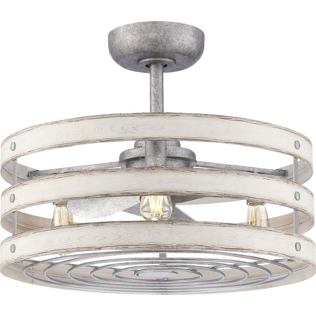 Product image for Progress P250012-141-22 Gulliver 23" 3-Blade Whitewashed Faux Wood Finish Ceiling Fan with LED Bulbs