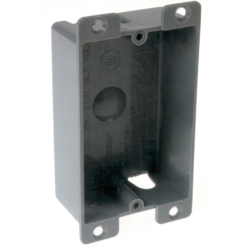 Product image for Raco 7318RAC 1-Gang Rectangular Nonmetallic Cable Box, 1-1/4" Deep