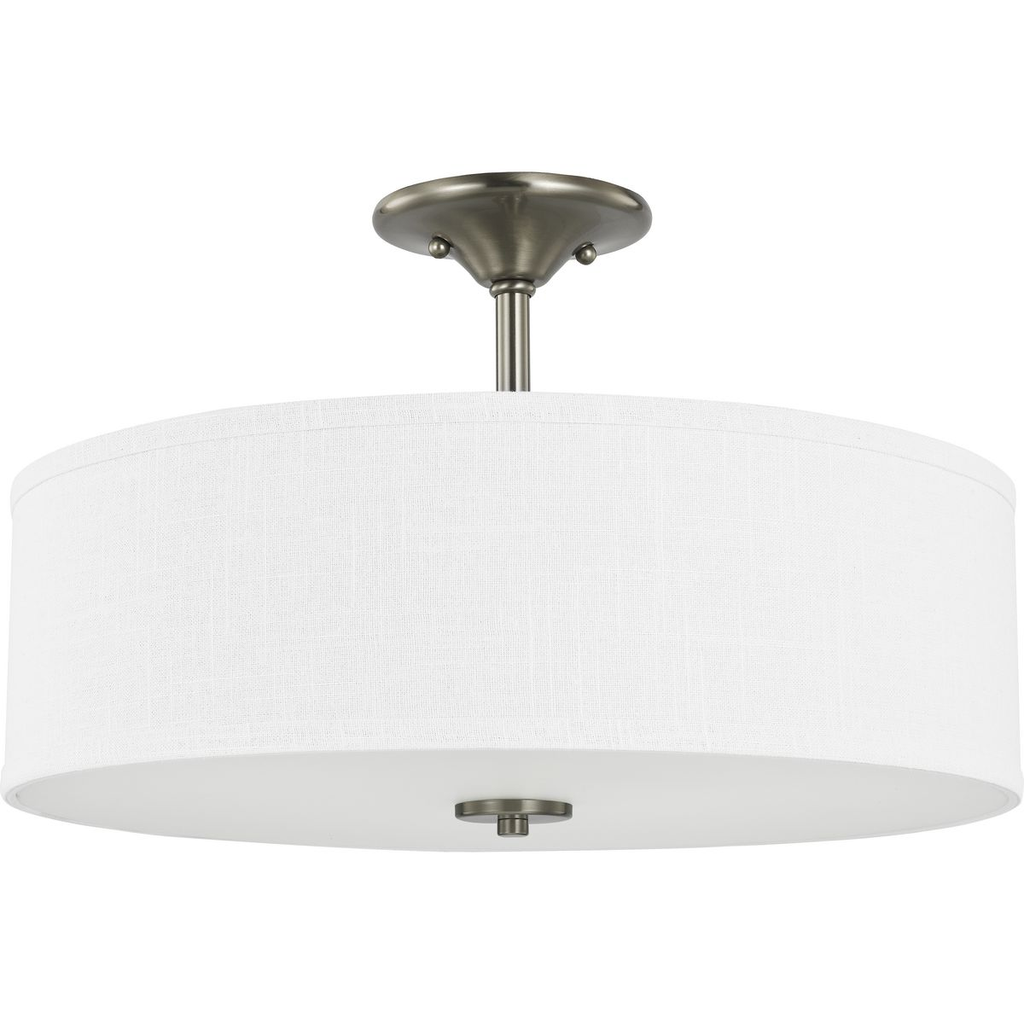 Progress P350167-009 Inspire Collection Brushed Nickel Three-Light 18" Semi-Flush Mount Product image for Progress P350167-009 Inspire Collection Brushed Nickel Three-Light 18" Semi-Flush Mount