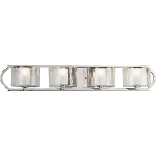Product image for Progress P3078-104WB Caress Collection Four-Light Polished Nickel Clear Water Glass Luxe Bath Vanity Light