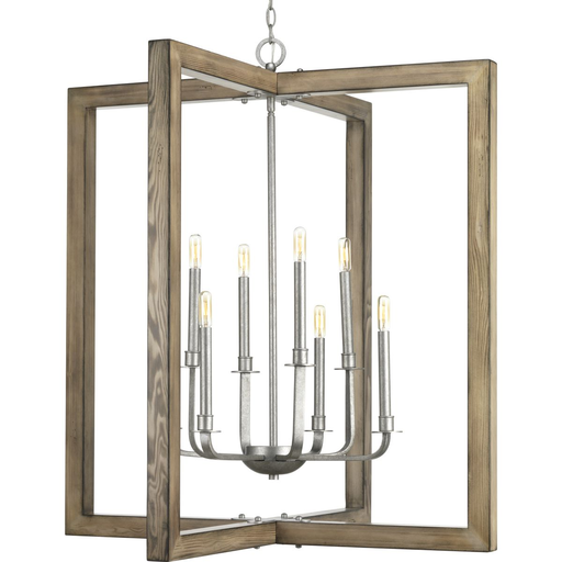 Product image for Progress P4763-141 Turnbury Collection Eight-Light Galvanized Finish Coastal Chandelier Light