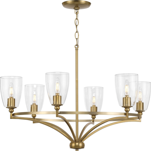 Product image for Progress P400297-109 Parkhurst Collection Six-Light New Traditional Brushed Bronze Clear Glass Chandelier Light