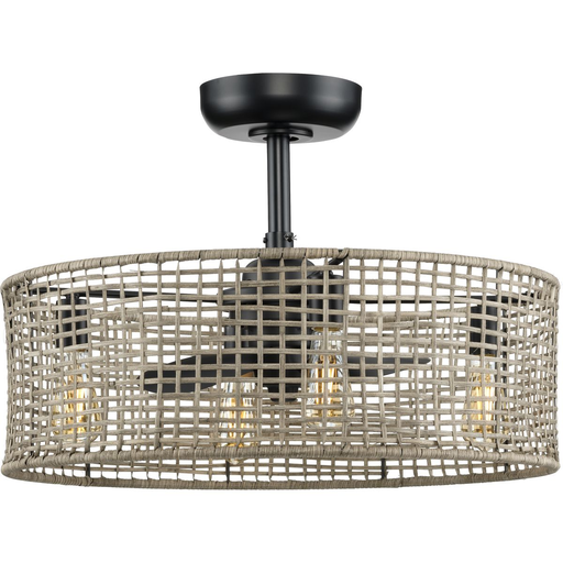 Product image for Progress P250068-31M-WB Belva Collection 25.25-Inch 3-Blade Matte Black AC Motor Coastal Ceiling Fan