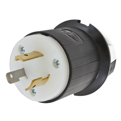 HBL2311 - Locking Devices, Twist-Lock®, Industrial, Male Plug, 20A 125V, 2-Pole 3-Wire Grounding, L5-20P, Screw Terminal, Black and White