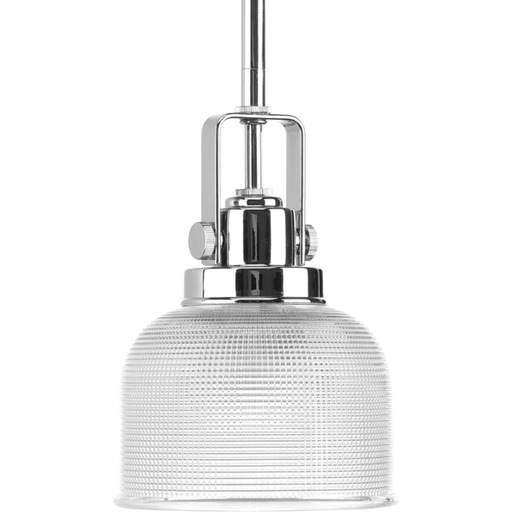 Product image for Progress P5173-15 Archie Collection One-Light Polished Chrome Double Prismatic Glass Coastal Mini-Pendant Light