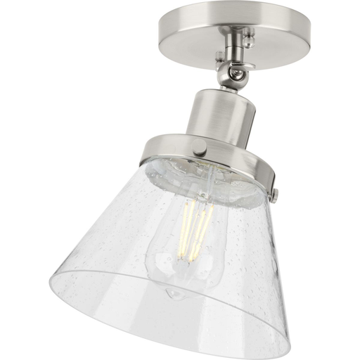 Product image for Progress P350198-009 Hinton Collection One-Light Brushed Nickel and Seeded Glass Vintage Style Ceiling Light