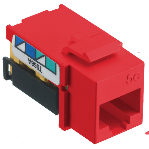 Product image for Hubbell Wiring Devices NSJ5ER 8-Position Red T568A/T568B Category 5E Modular Keystone Jack