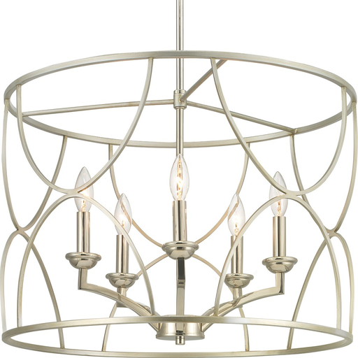 Product image for Progress P400178-134 Landree Collection Five-Light Silver Ridge Luxe Chandelier Light