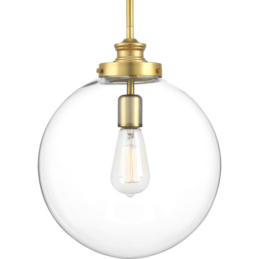 Product image for Progress P5328-137 Penn Collection One-Light Natural Brass Clear Glass Farmhouse Pendant Light