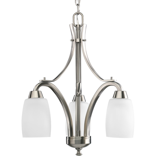 Product image for Progress P4434-09 Wisten Collection Three-Light Brushed Nickel Etched Glass Modern Chandelier Light