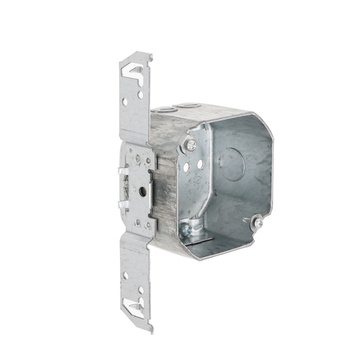 Product image for Raco 177 4" Octagon Box, Drawn, 2-1/8" Deep with NMSC Clamps and TS Bracket