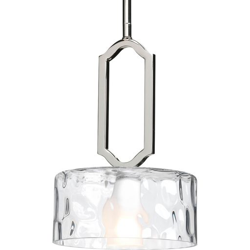Product image for Progress P5306-104WB Caress Collection One-Light Polished Nickel Clear Water Glass Luxe Mini-Pendants Light