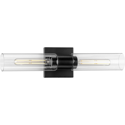 Product image for Progress P300300-031 Clarion Collection Two-Light Matte Black and Clear Glass Modern Style Bath Vanity Wall Light