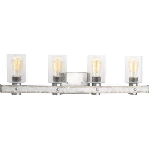 Product image for Progress P300126-141 Gulliver Collection Four-Light Galvanized Finish Clear Seeded Glass Coastal Bath Vanity Light