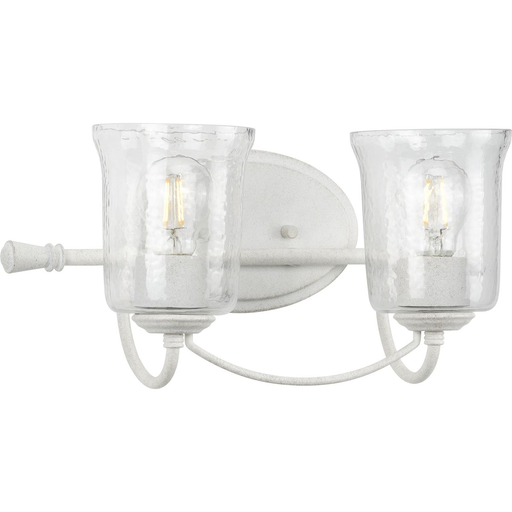 Product image for Progress P300254-151 Bowman Collection Two-Light Cottage White Clear Chiseled Glass Coastal Bath Vanity Light