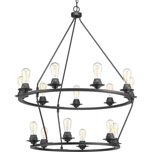 Product image for Progress P400017-143 Debut Collection Fifteen-Light Graphite Farmhouse Chandelier Light