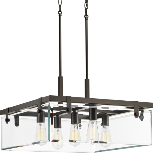 Product image for Progress P500074-020 Glayse Collection Five-Light Antique Bronze Clear Glass Luxe Pendant Light