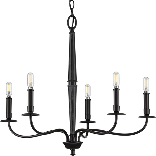 Product image for Progress P400199-031 Durrell Collection Five-Light Matte Black Coastal Chandelier Light